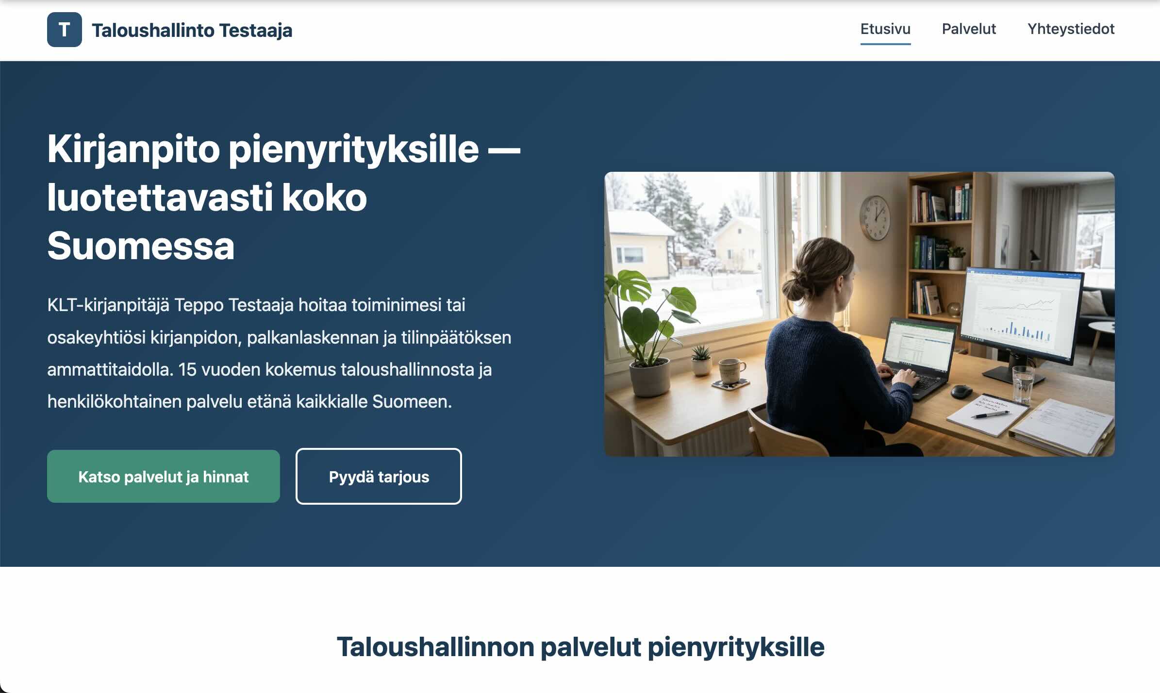 Kirjanpitäjän kotisivut esimerkki