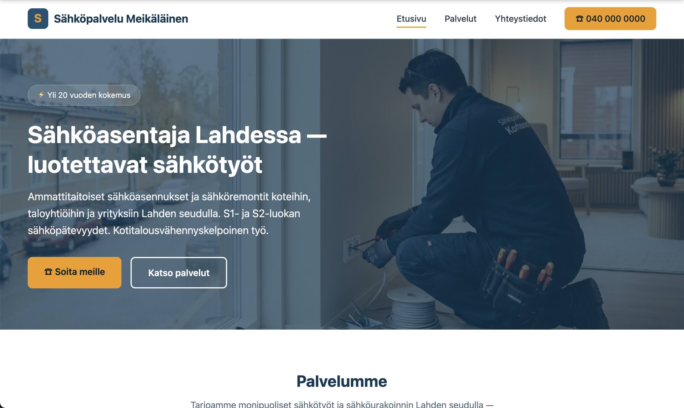 Sähköasentajan kotisivut esimerkki