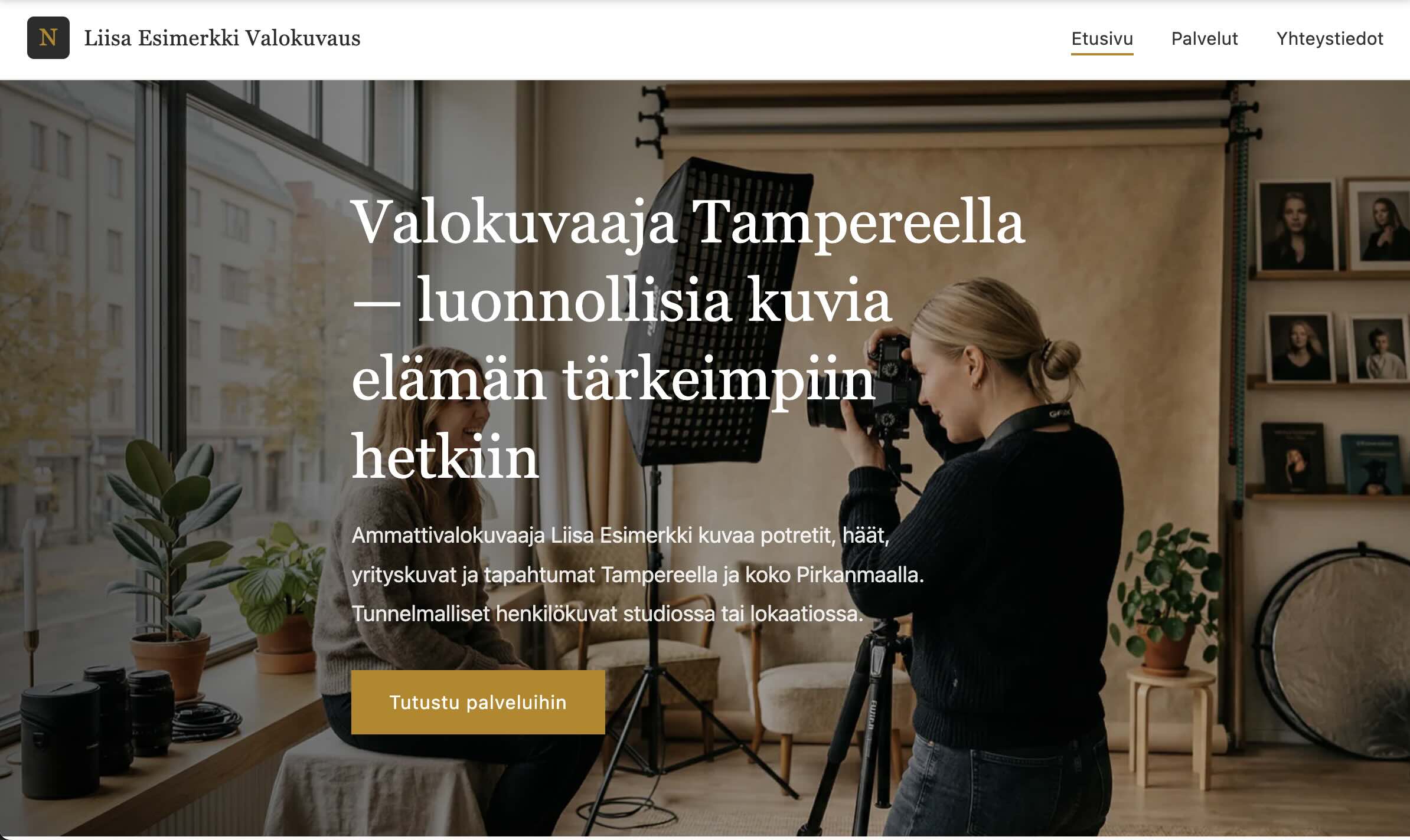 Valokuvaajan kotisivut esimerkki